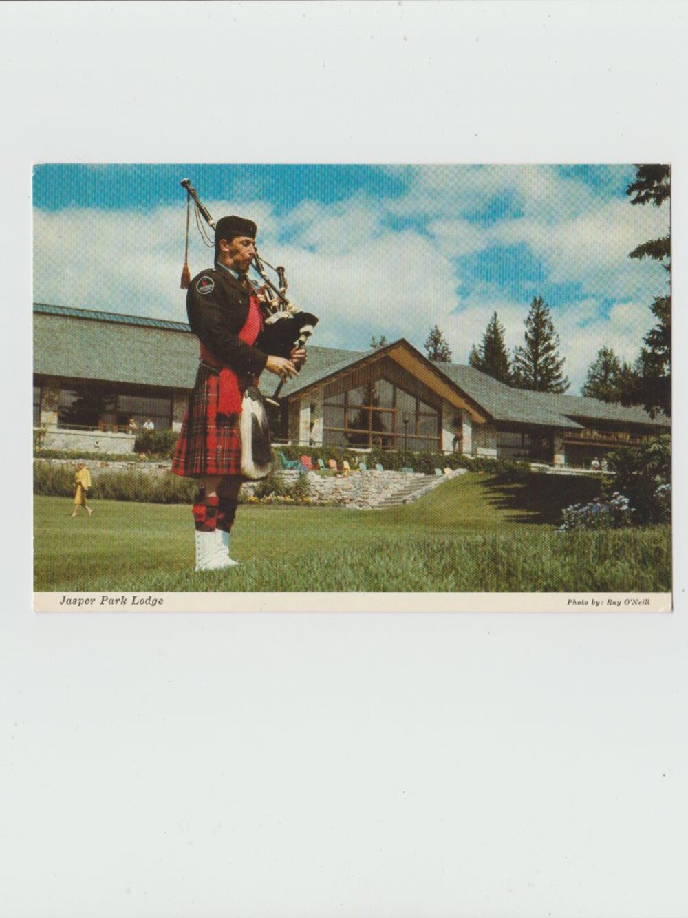 Vintage Postcard Traditional Scottish  Piper In Fairmont Jasper National Park